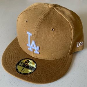 Los Angeles Dodgers New Era Tan Wheat 59FIFTY Fitted Hat Size 7-1/2